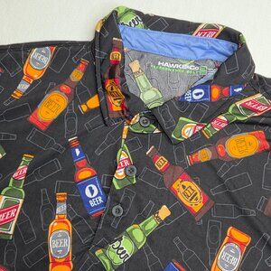 Hawke & Co Performance Golf Polo Men's 2X Shirt All Over Beer Bottle Print
